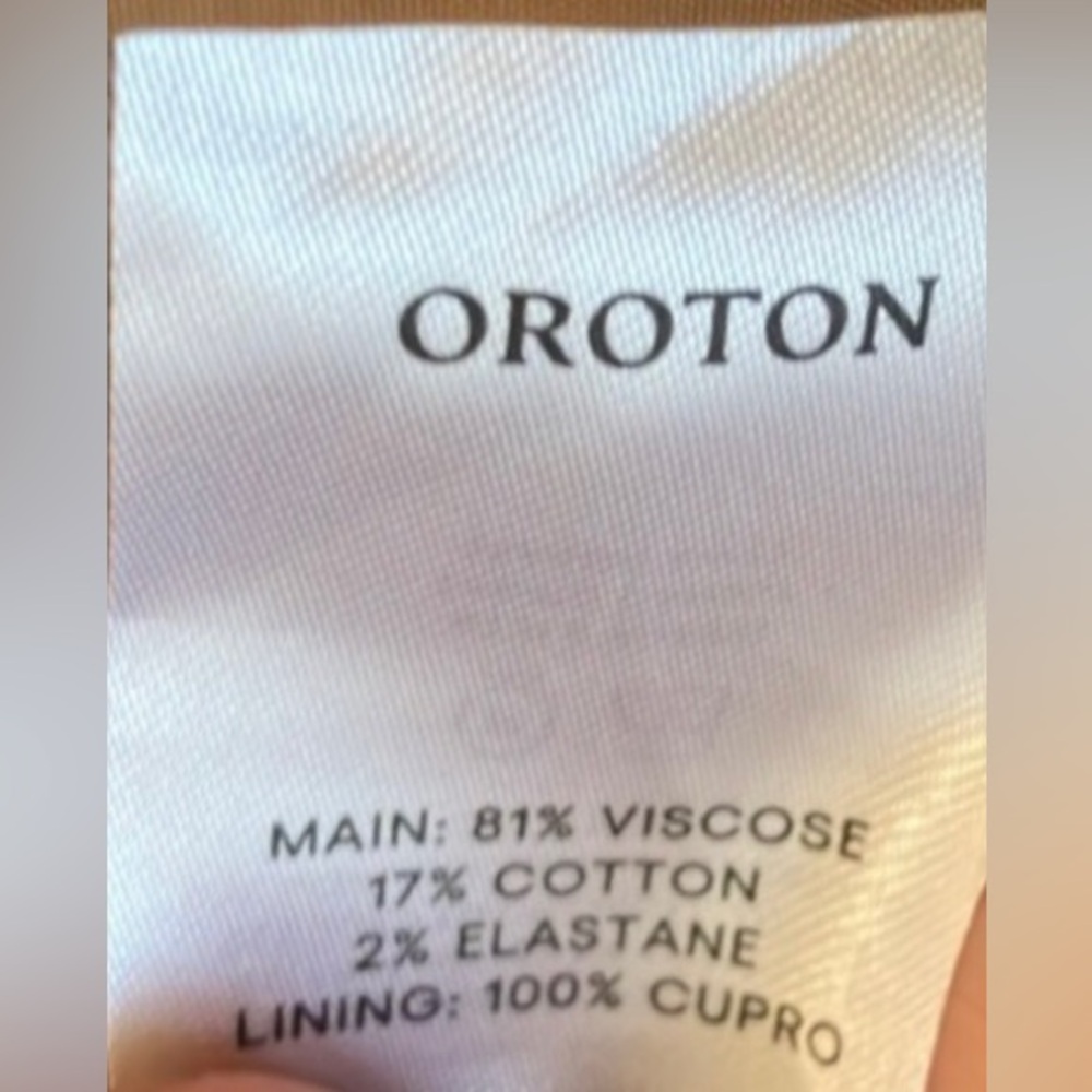 Oroton Double Breast Cotton Blazer Jacket Wide Peak Lapels in Toffee Size 10 NWT - Picture 9 of 11